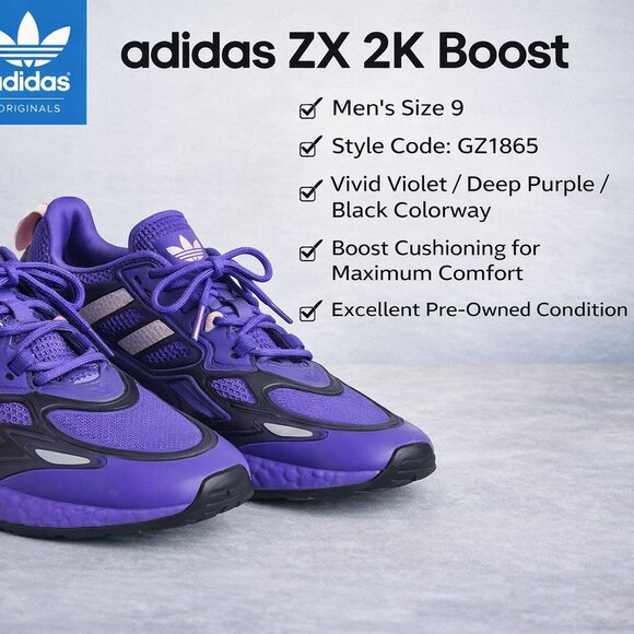 adidas Other - adidas ZX 2K Boost Purple Black Sneakers Mens Size 9 Athletic Shoes